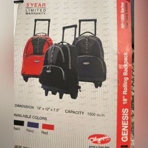 NWT Olympia Genesis 18” Rolling Backpack Computer Luggage School Business Pack.